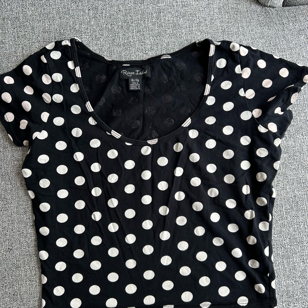River Island Black and White Fitted Cap Sleeve T-Shirt